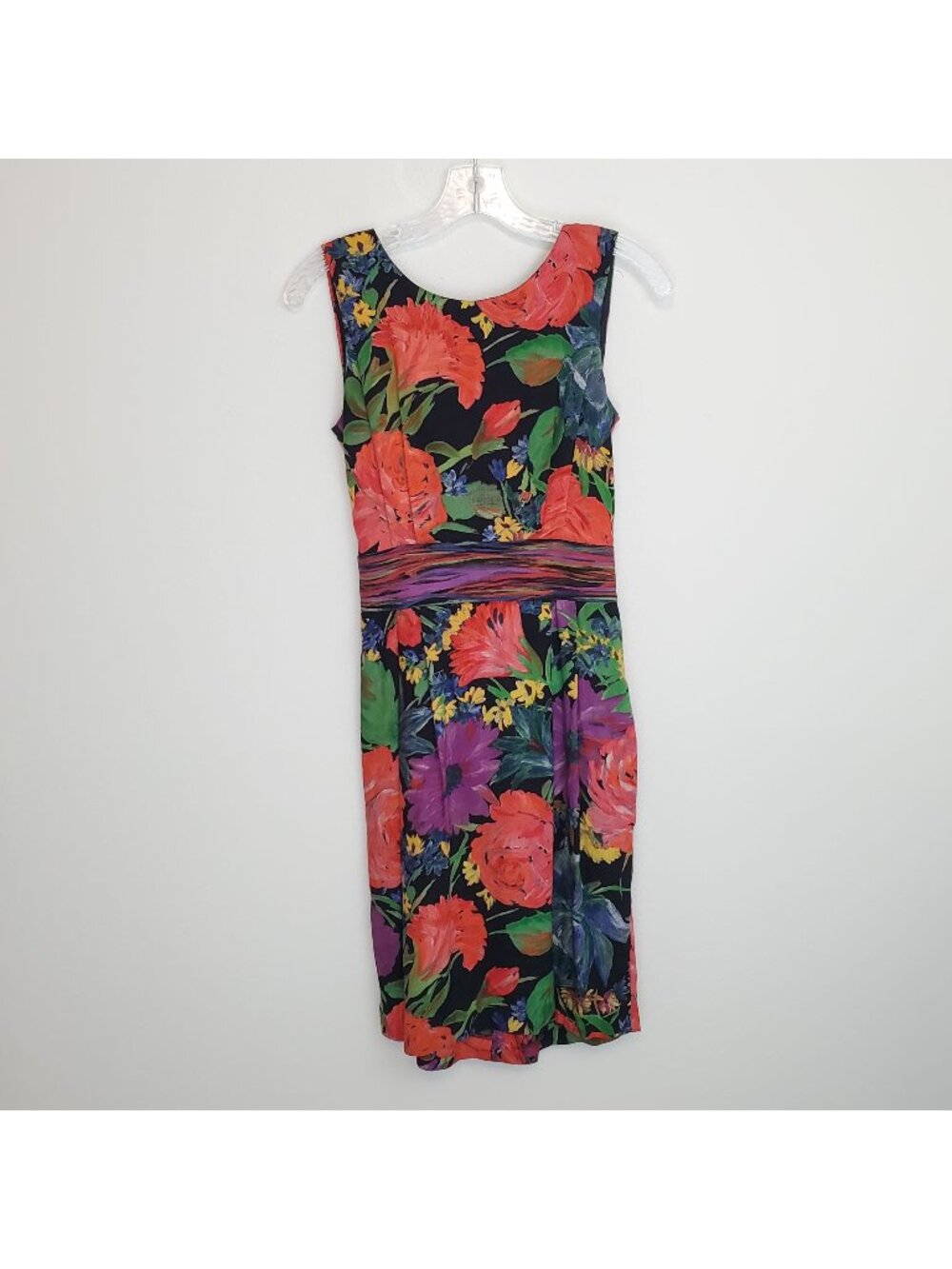 Petite Sophisticate dark floral summer mini dress